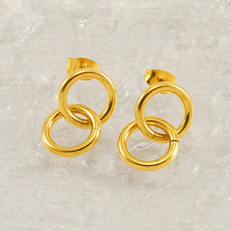 1 Pair Simple Series Daily Twist Stainless Steel 18K Gold Plated Women's Stud Earrings h5 